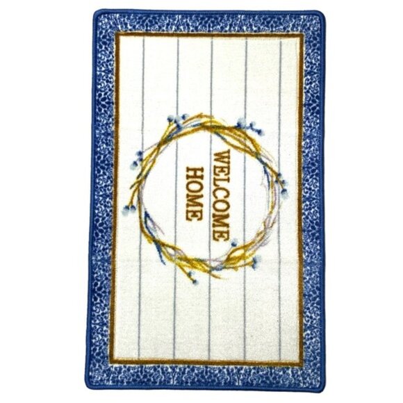 Modern Farmhouse Welcome Home Accent Matt Rug 20 x 32 Inch Blue White - Picture 14 of 14